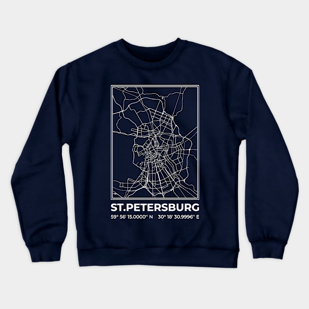 St.Petersburg minimilaist map (white edition) Crewneck Sweatshirt by R4Design